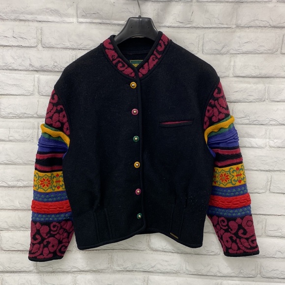 Geiger Black Wool Knit Cardigan Sweater Size 40 Austria ~ Coogi - Picture 9 of 9